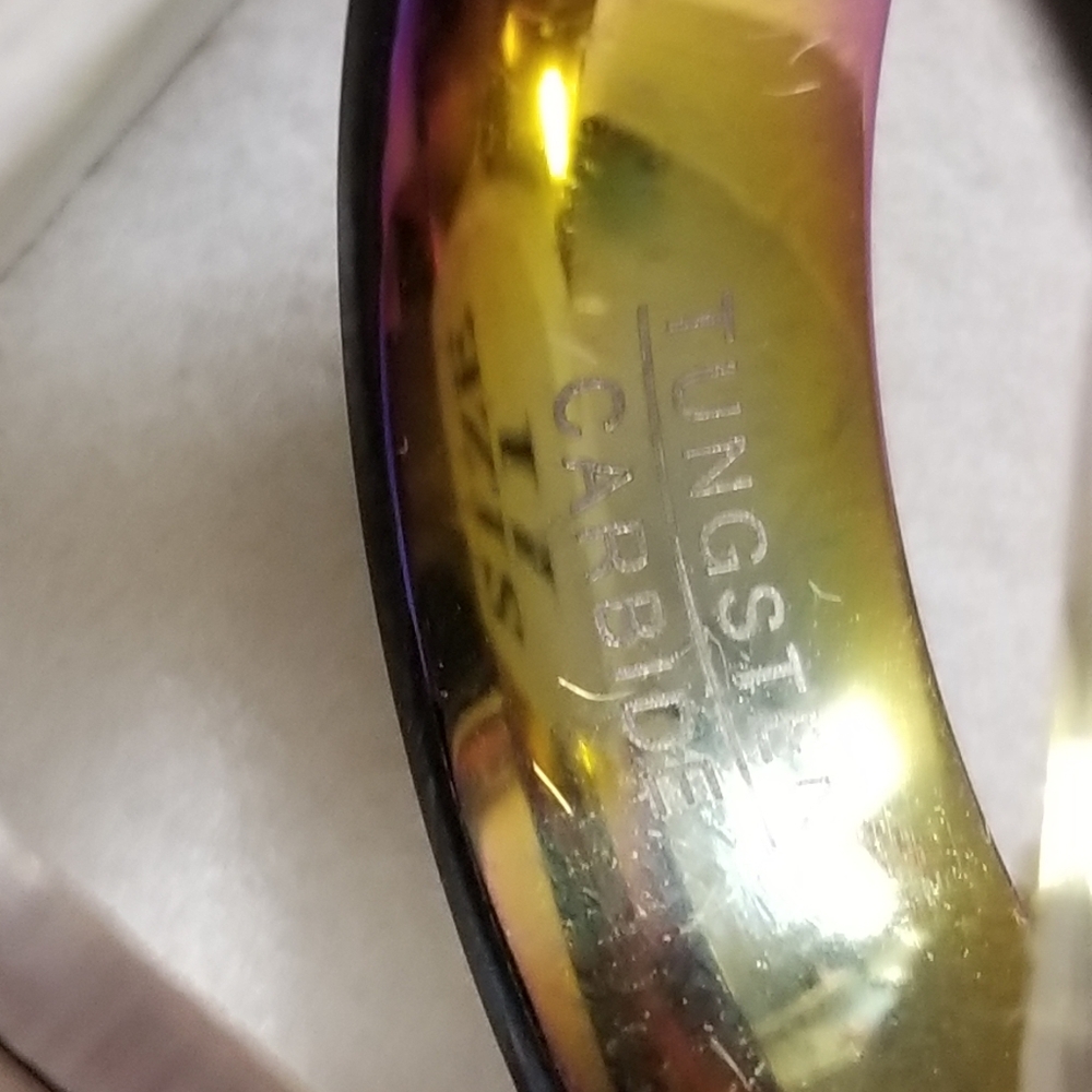 Tungsten Carbide Black Iridescent Men's Ring #11 - Picture 3 of 6